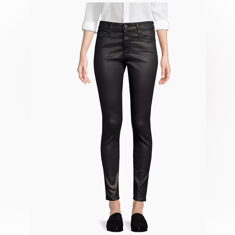 Ag Adriano Goldschmied The Legging Ankle Faux Leather Pants Black Mid Rise 30